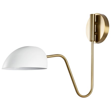 NUVO Trilby 1-Light Wall Sconce - Matte White with Burnished Brass 60/7392